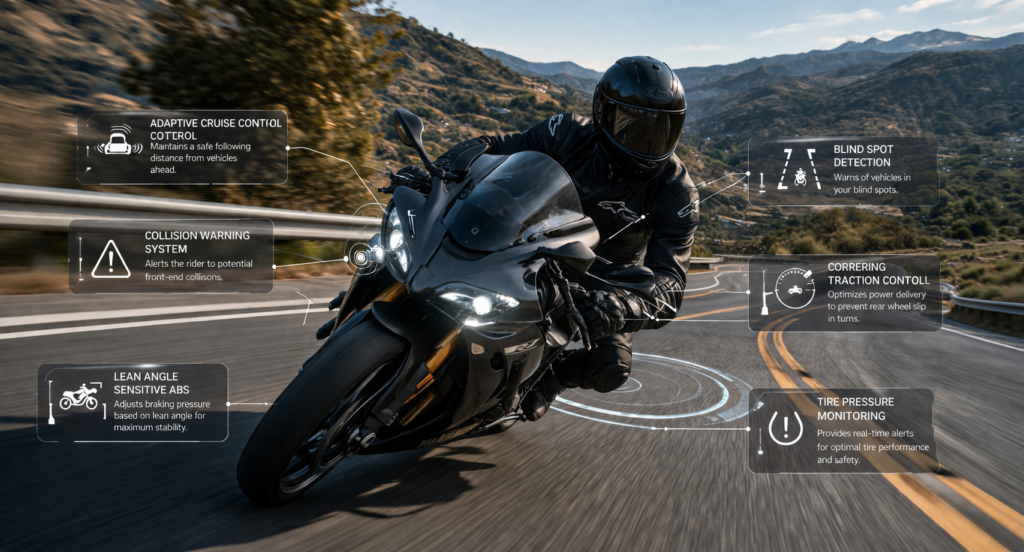 Motorcycle with advanced safety features