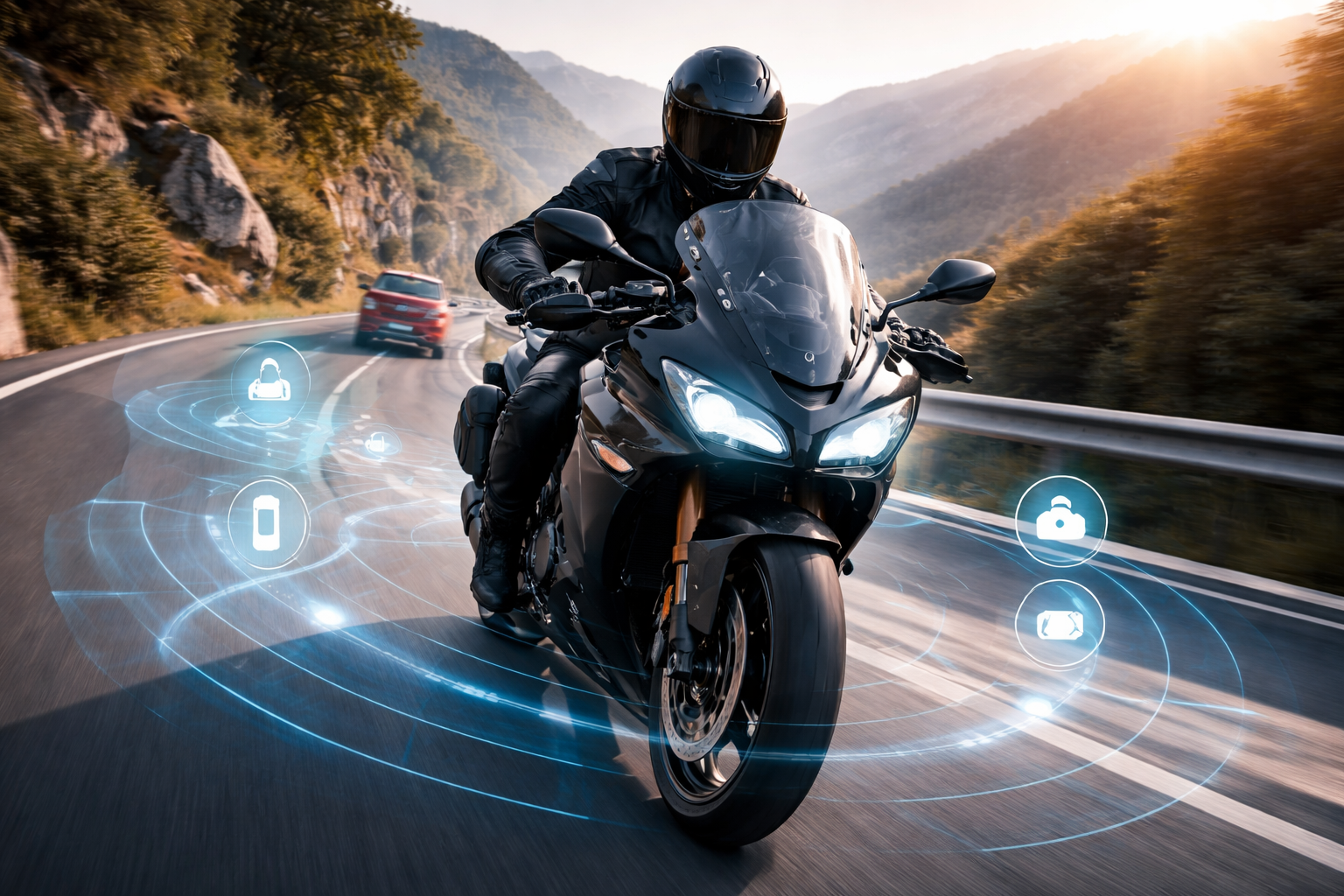 Tech-savvy ride through mountain curves